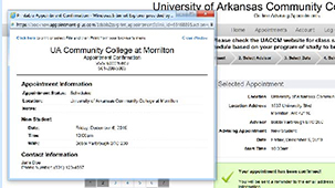 Screenshot showing pop-up window with information about the scheduled appointment.