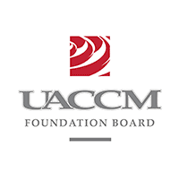 UACCM Foundation Board logo featuring a square containing ripples and Presented By Petit Jean State Bank.