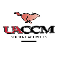 UACCM Student Activities logo featuring a running wolf.