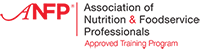 Association of Nutrition & Foodservice Professionals Approved Training Program. ANFP Logo