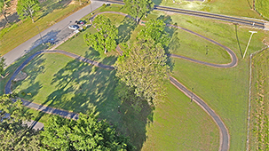 Overhead view of walking trail.