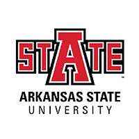 State: Arkansas State University logo featuring exaggerated 'a' within the large word 'state'.